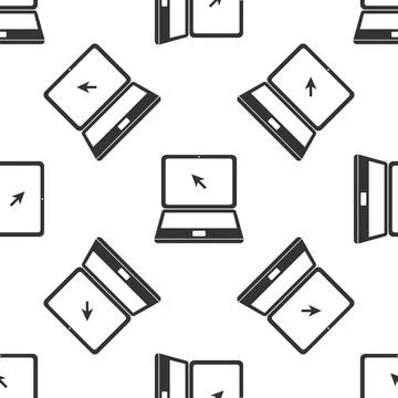 Laptop with cursor icon seamless pattern on white background. Flat design. .. Illustrazione stock