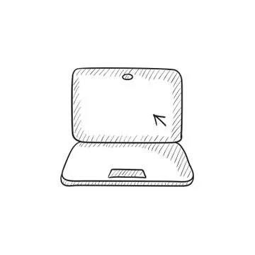 Laptop with cursor sketch icon Stock Illustration