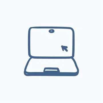 Laptop with cursor sketch icon Stock Illustration