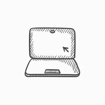 Laptop with cursor sketch icon Stock Illustration