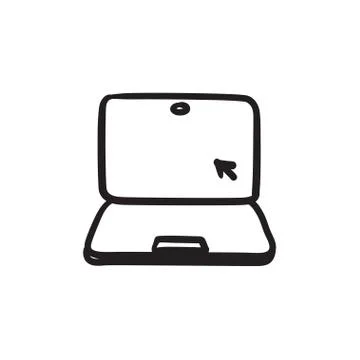 Laptop with cursor sketch icon Stock Illustration