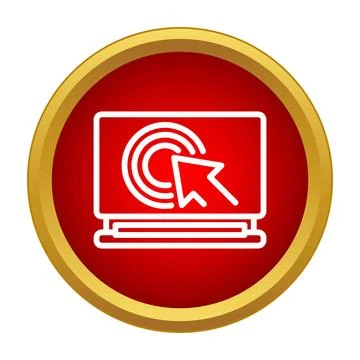Laptop cursor targeting goal on red background イラスト素材
