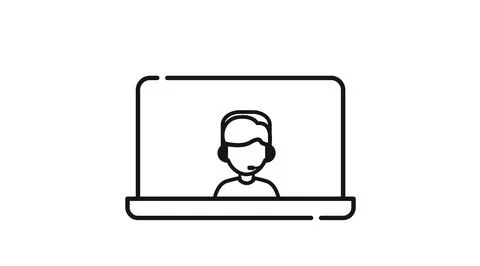 Laptop customer support icon Illustration