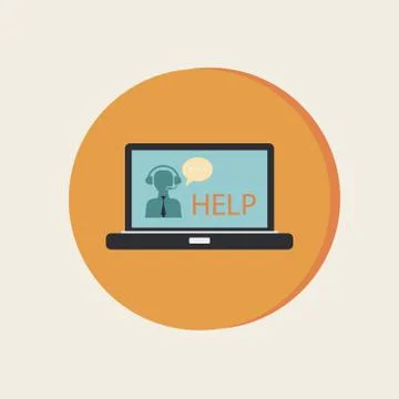 Laptop with customer support Stock Illustration
