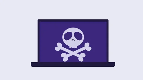 Laptop With Cyber Security 2d Animation with Alpha Matte Stock Footage 336293689