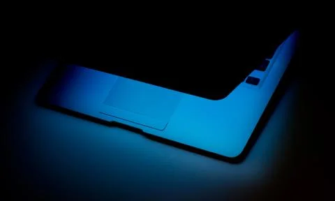 Laptop in the darkness Stock-Fotos