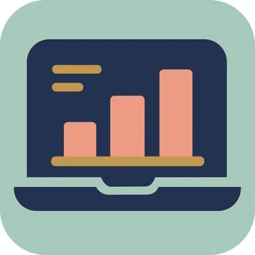 Laptop data analysis and research icon 스톡 일러스트