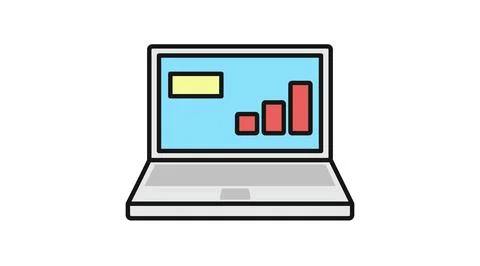 Laptop data analytics and business growth icon Stockillustratie