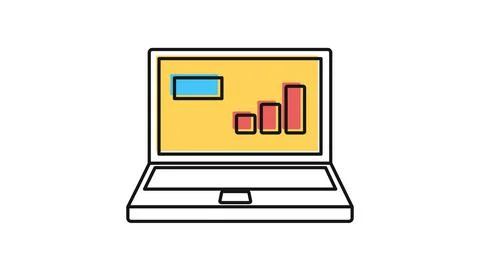 Laptop data analytics and business growth icon Ilustración de archivo