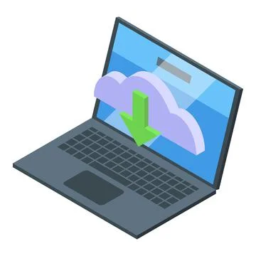 Laptop data cloud icon isometric vector. Antivirus security Stock Illustration