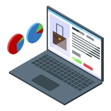 Laptop data icon isometric vector. Software code Stock Illustration