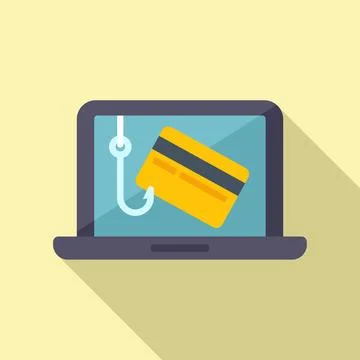 Laptop data phishing icon flat vector. Hacker virus Stockillustratie