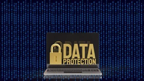 Laptop Data Protection and Digital Cybersecurity Privacy Concept 3d render. 库存插图