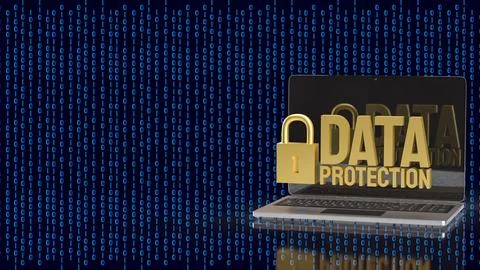 Laptop Data Protection and Digital Cybersecurity Privacy Concept 3d render. 스톡 일러스트