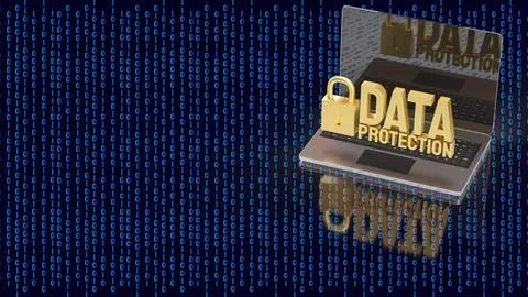 Laptop Data Protection and Digital Cybersecurity Privacy Concept 3d render. Stock Illustration