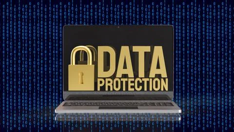 Laptop Data Protection and Digital Cybersecurity Privacy Concept 3d render. 스톡 일러스트