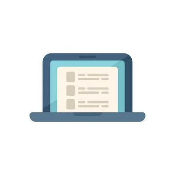 Laptop database icon flat vector. Data customer Illustrazione stock