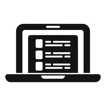 Laptop database icon simple vector. Data customer Stock Illustration