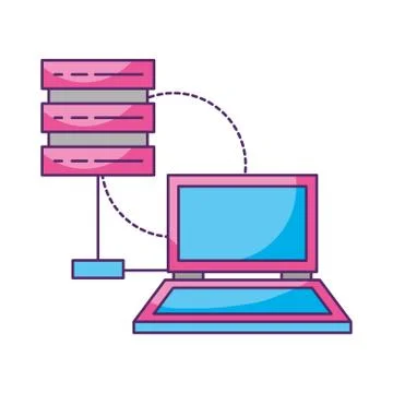 Laptop database server connection storage 스톡 일러스트