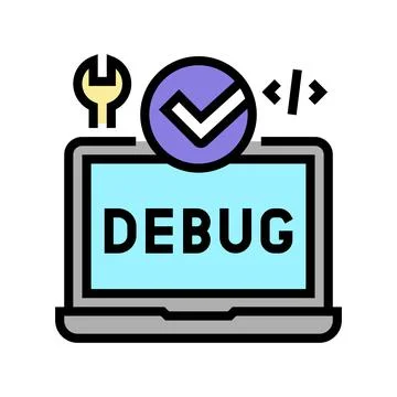 Laptop debug fixed color icon vector illustration Stock Illustration