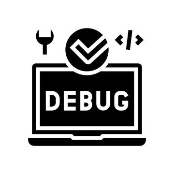 Laptop debug fixed glyph icon vector illustration 스톡 일러스트