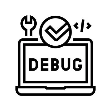 Laptop debug fixed line icon vector illustration Stockillustratie