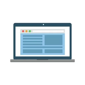 Laptop with delineated website interface on white background for web design Stock Illustration