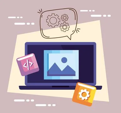 Laptop of design and development Stock Illustration