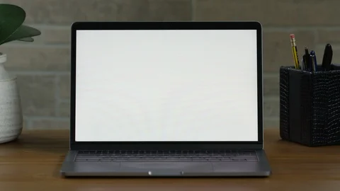 Laptop On Desk In Classy Setting Closeup Stock Footage 114021666