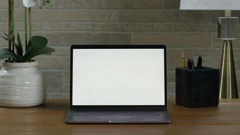 Laptop On Desk In Classy Setting Stock-Footage 114020695