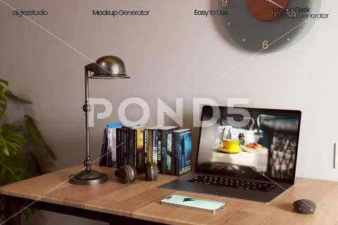 Laptop Desk Industrial Style PSD Template