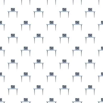 Laptop on desk pattern creating digital technology background Stock Illustration