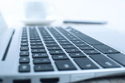 Laptop on the desk Stock Photos