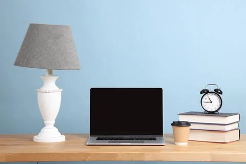 Laptop on Desk Stock Photos