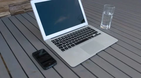 The laptop on the desktop Stock Footage 67446030