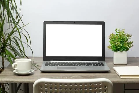 Laptop desktop with white screen Stock Photos