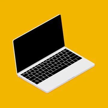 Laptop device isometric mockup vector 3d. Flat notebook perspective laptop icon Stock Illustration