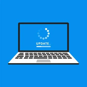Laptop Device Update Install Screen Sign Vector Illustration Stock Illustration