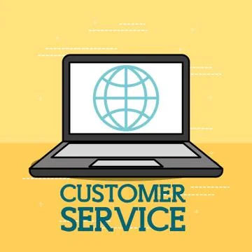 Laptop digital application world customer service Stock Illustration