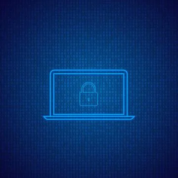 Laptop on a digital background. Stock Illustration