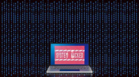 The laptop  on digital background for system hacked for technology concept 3d Stock Illustration