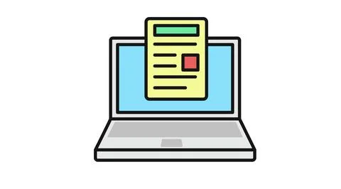 Laptop digital document and office work icon Ilustración de archivo