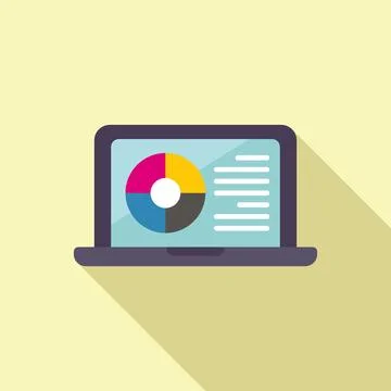 Laptop digital print icon flat vector. Color industry Ilustración de archivo