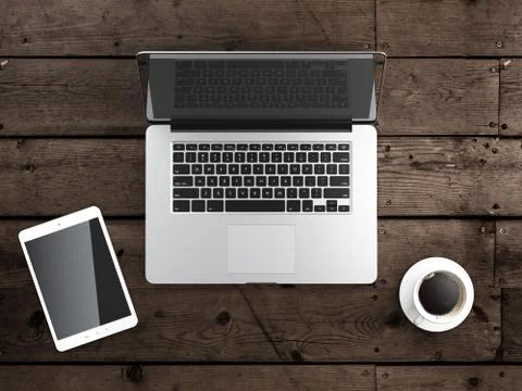 Laptop with digital tablet Illustrazione stock