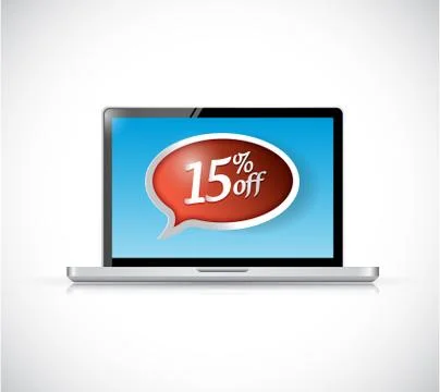 Laptop with a discount message on the screen. Stock-Illustration