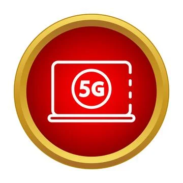 Laptop displaying 5g network connectivity symbol icon Stock Illustration