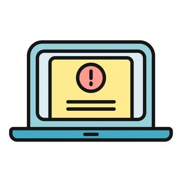 Laptop displaying an alert notification on screen problem 스톡 일러스트