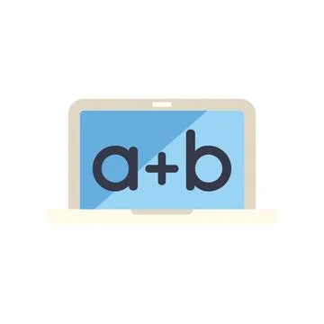 Laptop displaying algebra formula for remote learning 库存插图