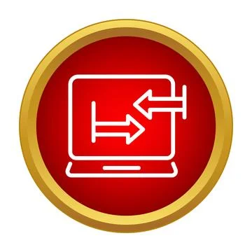 Laptop displaying arrows indicating data transfer Illustrazione stock