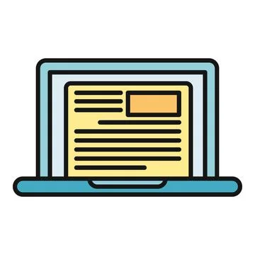 Laptop displaying an article or document page Stock Illustration